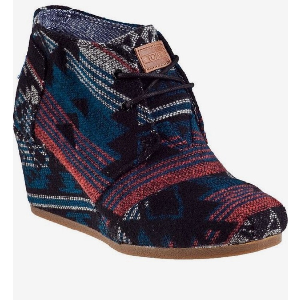 TOMS Deseret Wedge: Black Jacquard